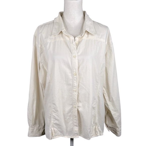 Woolrich Cream Corduroy Long Sleeve Button Down Classic Top Size 2XL - Picture 1 of 7